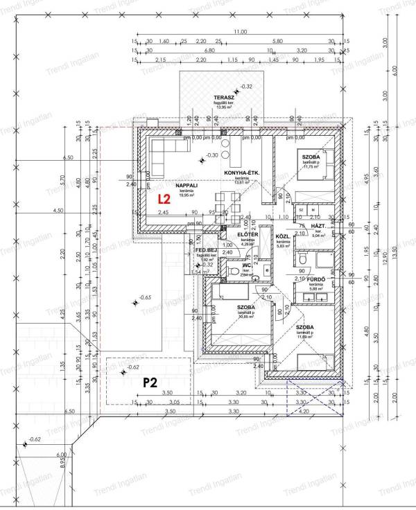 #7689 Nappali + 3 szobás ház 