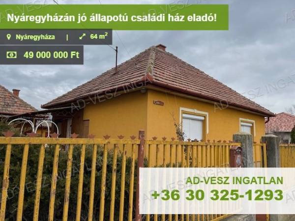 #6850 Nyáregyházán jó állapotú családi ház eladó!