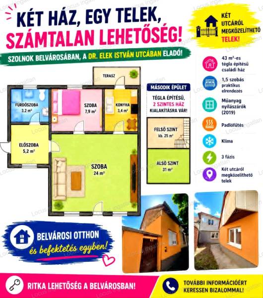 #11562 Szolnok belvárosában családi ház eladó
